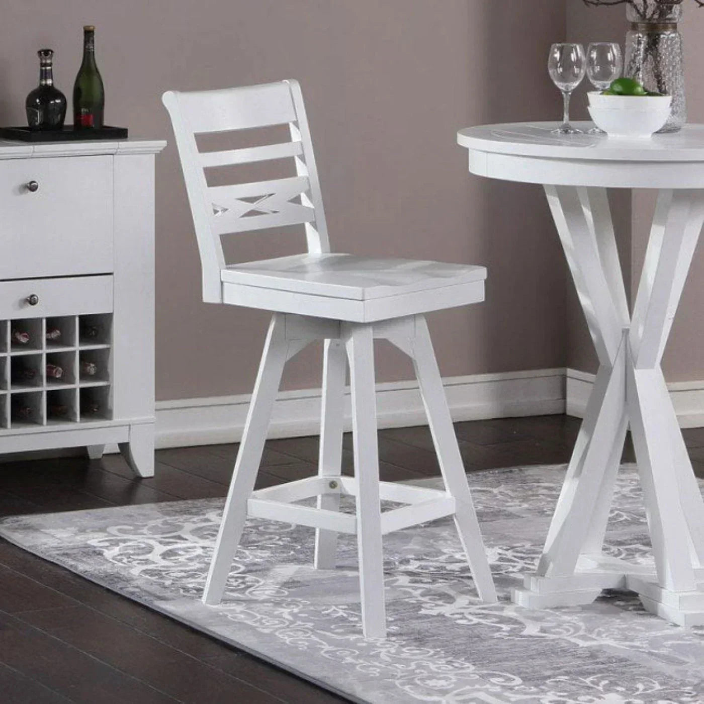 ECI Furniture Bianca Asbury Swivel 24 Counter Stool with Wood Seat Set of 2 - 1060-01-CS2