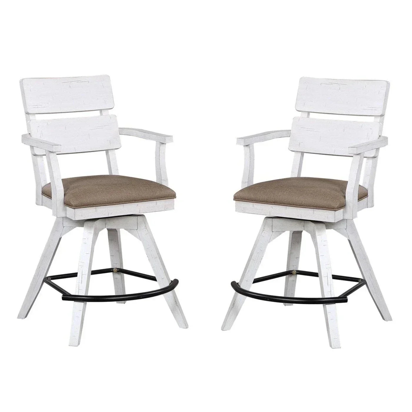 ECI Furniture La Sierra 24 Dbl Panel Back Spectator Swivel Stool with Brown Vinyl Seat Set of 2 - EC-1164-22-SCS2