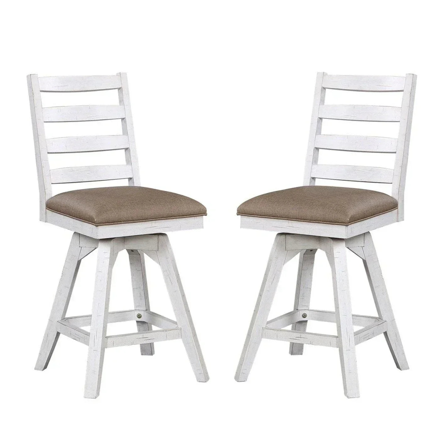 ECI Furniture La Sierra 24 Ladder Back Counter Swivel Stool with Brown Vinyl Seat Set of 2 - EC-1164-22-CS1
