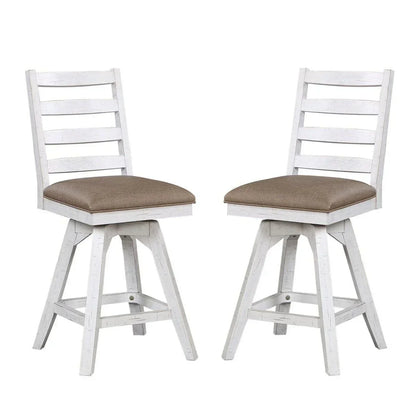 ECI Furniture La Sierra 24" Ladder Back Counter Swivel Stool with Brown Vinyl Seat (Set of 2) - EC-1164-22-CS1