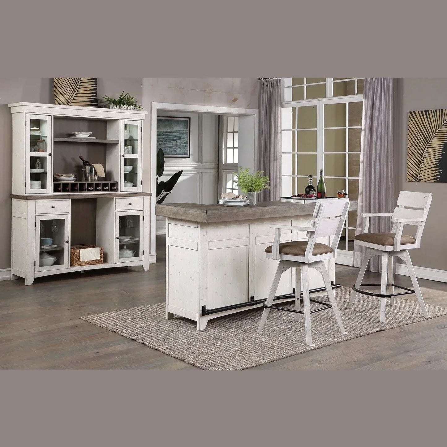 ECI Furniture La Sierra 30 Dbl Panel Back Spectator Bar Stool with Brown Vinyl Seat Set of 2 - EC-1164-22-SBS2