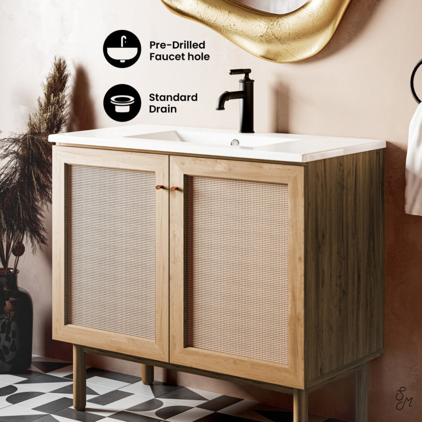 Swiss Madison Classe 36" Freestanding Bathroom Vanity in Golden Oak with Sink Top - SM-BV663
