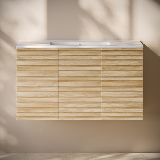 Swiss Madison Cascade 36" Wall-Mounted Bathroom Vanity in Natural Oak with Sink Top - SM-BV8602NO
