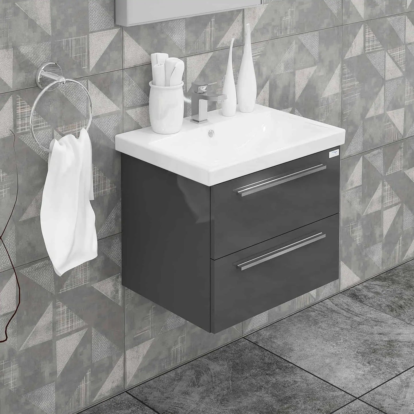 Casa Mare Elke 32" Bathroom Vanity and Ceramic Sink Combo with LED Mirror - Elke80GB-32
