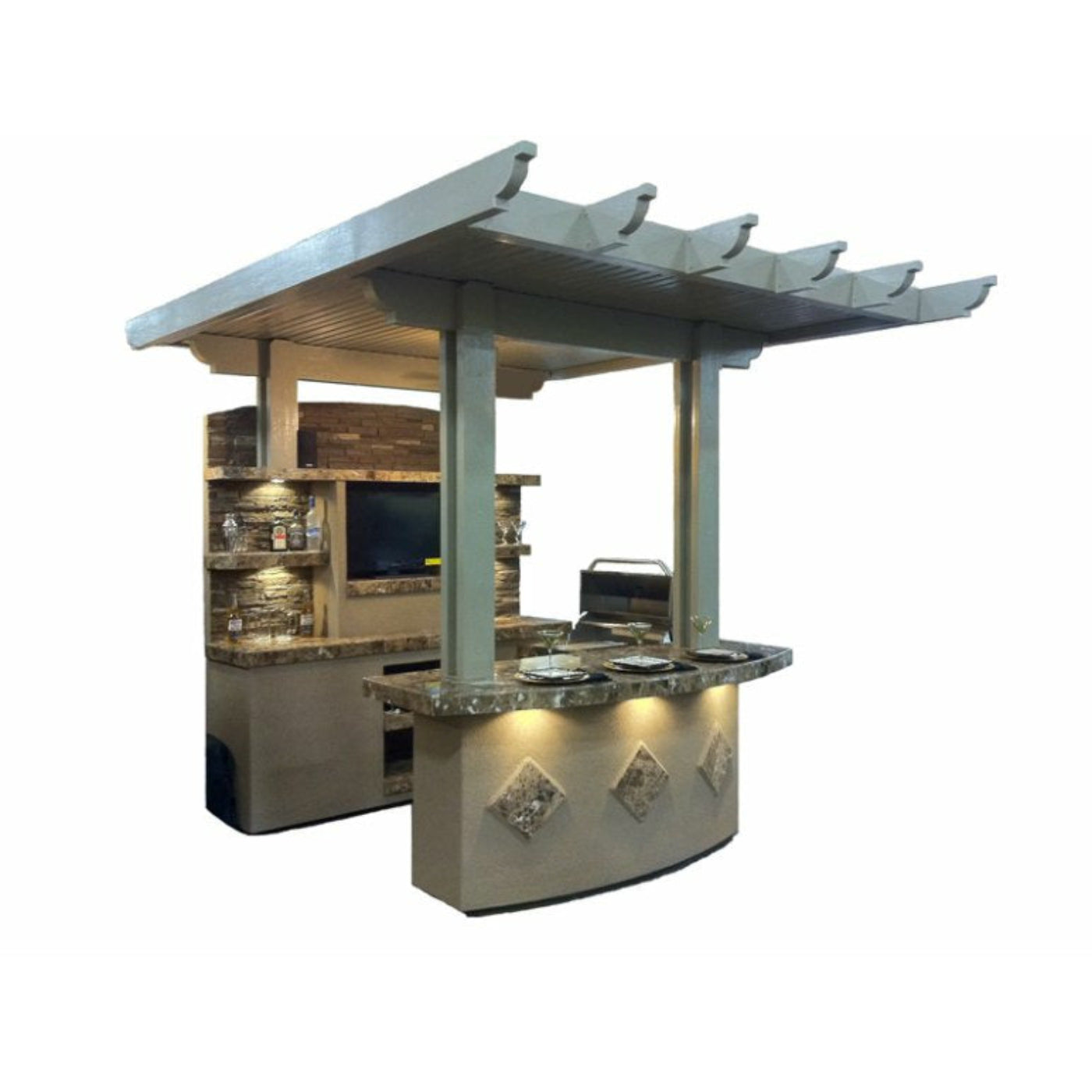 KoKoMo St. Croix Outdoor Kitchen With Built In BBQ Grill and 10x10 Patio Cover - STCROIX