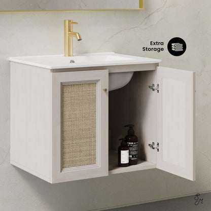 Swiss Madison Classe 24" Wall-Mounted Bathroom Vanity in White Oak with Single Faucet Hole Vanity Top - SM-BV2807WO