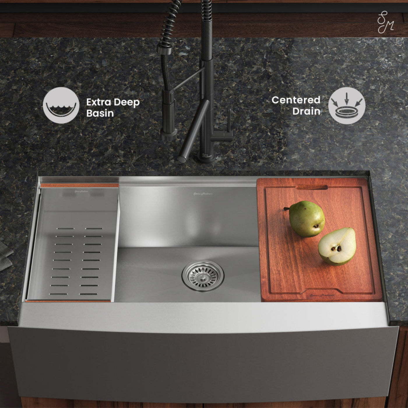 Swiss Madison Rivage 33 x 22 Single Basin Apron Kitchen Workstation Sink - SM-KS780