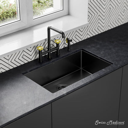 Swiss Madison Avallon Pro Kitchen Faucet in Matte Black & Yellow - SM-KF79EY