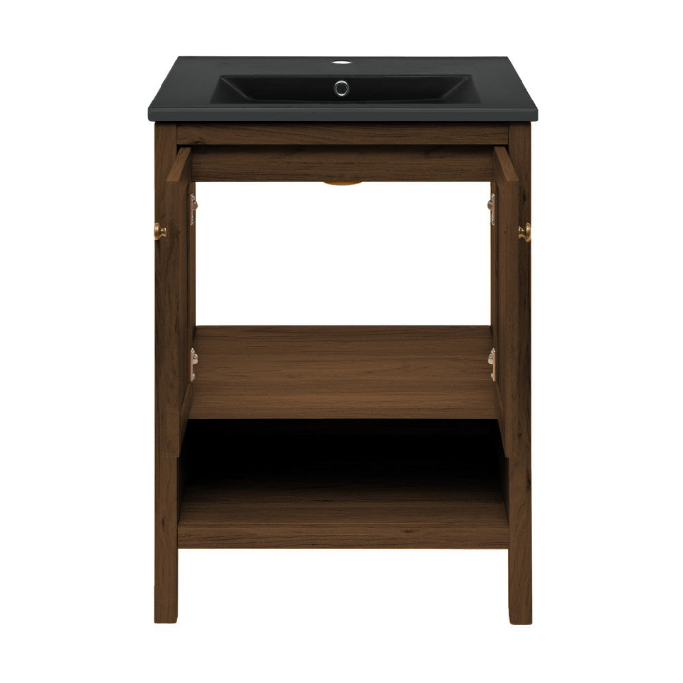 Swiss Madison Chateau 24" Freestanding Bathroom Vanity in Brown Oak with Black Sink Top - SM-BV0601BO-MB
