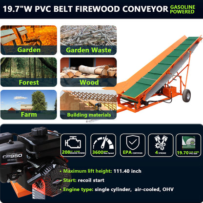 [CLEARANCE] 6.5HP 208cc Firewood Conveyor Max. 9.3ft Lift Height with B&S Engine