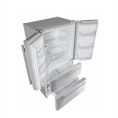 Forno 3-Piece Appliance Package - 48-Inch Dual Fuel Range, French Door Refrigerator, and Dishwasher in Stainless Steel - AP3-6156-48