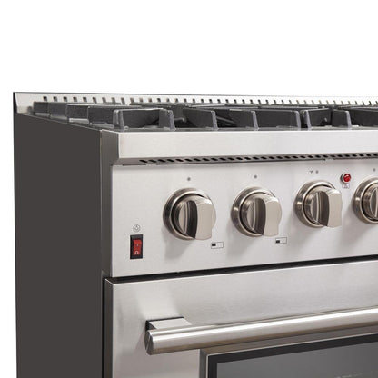 Forno 4-Piece Appliance Package - 36-Inch Dual Fuel Range, Refrigerator, 24-Inch Microwave Oven, & 3-Rack Dishwasher in Stainless Steel - AP4-6156-36-MWO