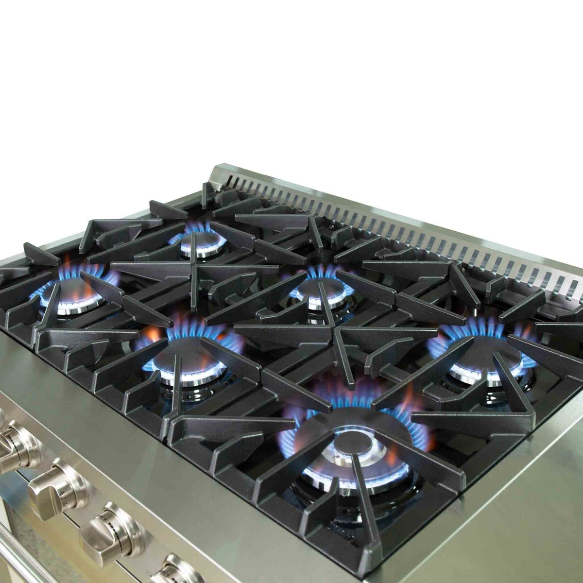 Forno 4-Piece Appliance Package - 36-Inch Gas Range, Refrigerator with Water Dispenser, Wall Mount Hood, & 3-Rack Dishwasher in Stainless Steel - APW4-6244-36-H