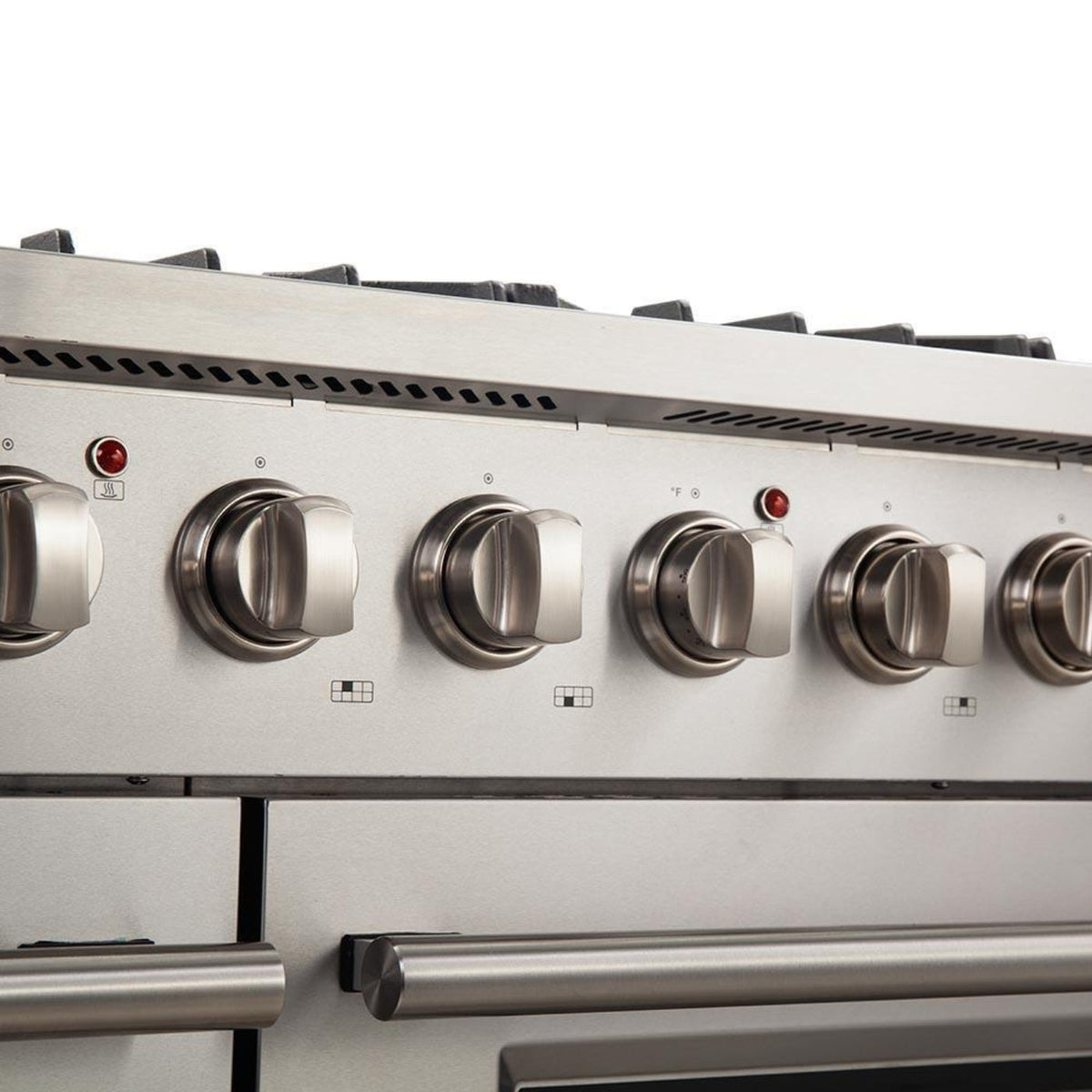 Forno 4-Piece Appliance Package - 48-Inch Gas Range, Refrigerator with Water Dispenser, Wall Mount Hood, & 3-Rack Dishwasher in Stainless Steel - APW4-6244-48-H