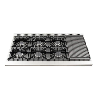 Forno 2-Piece Appliance Package - 48-Inch Gas Range & Wall Mount Hood in Stainless Steel - AP2-6244-48
