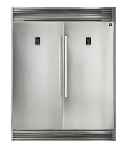 Forno 5-Piece Appliance Package - 48-Inch Gas Range, 60-Inch Pro-Style Refrigerator, Wall Mount Hood, 24-Inch Microwave Drawer, & 3-Rack Dishwasher in Stainless Steel - APD5-6244-48-H-MWD