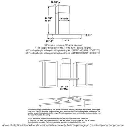 CAFE UVW9301SLSS 30" Smart Designer Wall Mount Hood w/ Perimeter Venting in Stainless Steel - UVW9301SLSS