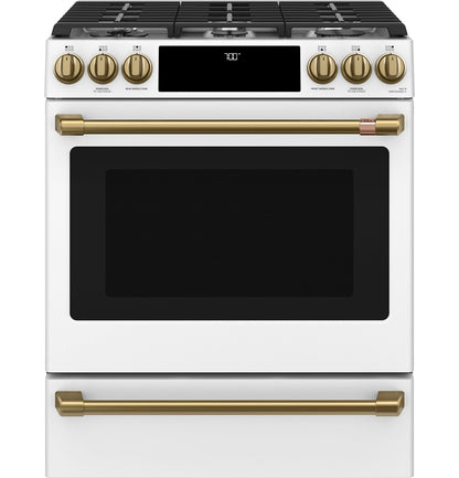 CAFE CGS700P4MW2 CAFé 30" Smart Slide-In, Front-Control, Gas Range with Convection Oven White - CGS700P4MW2