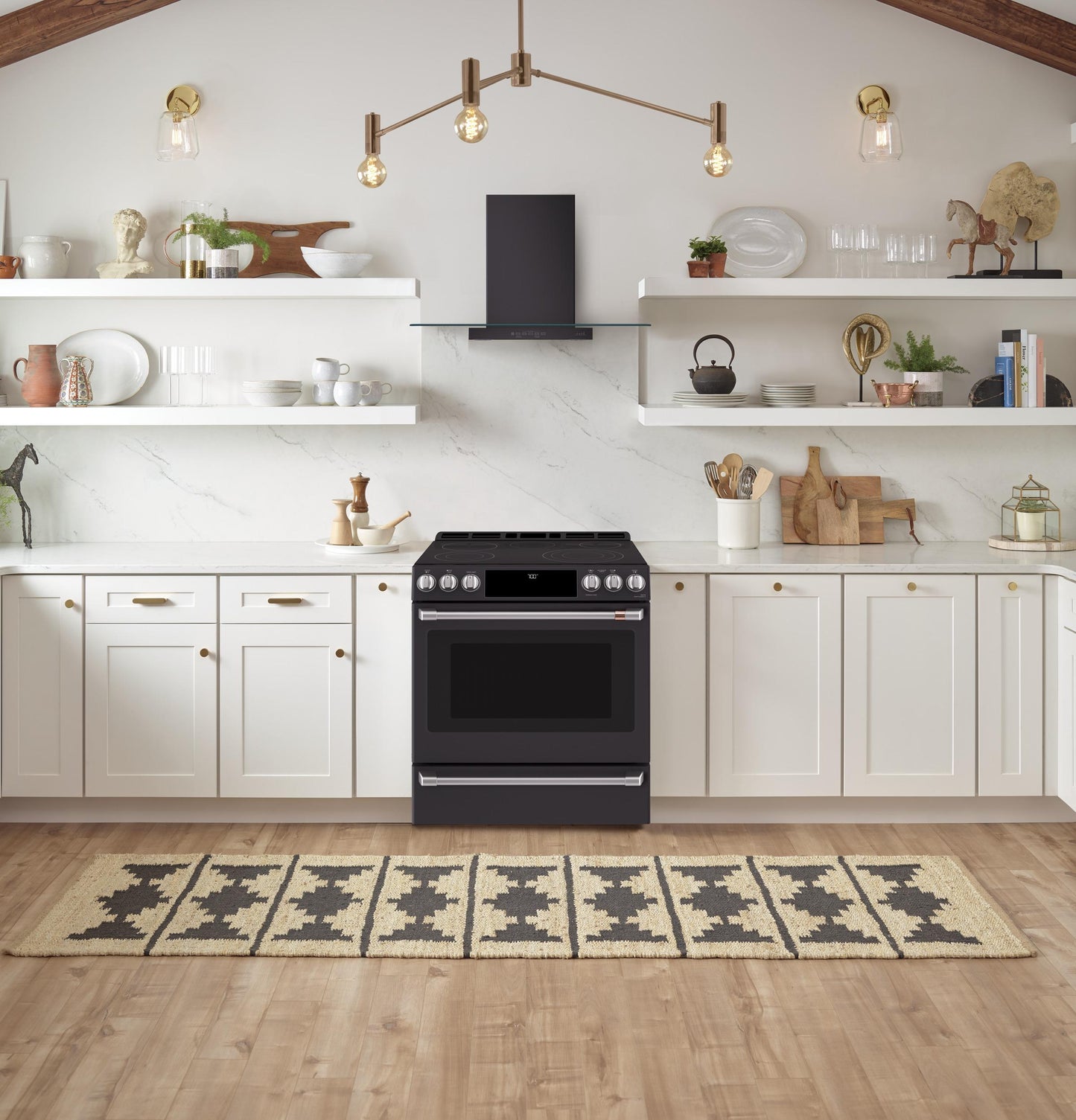 CAFE  30" Smart Slide-In, Front-Control, Radiant and Convection Range Black - CES700P3MD1