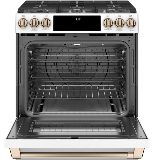 CAFE CGS700P4MW2 CAFé 30" Smart Slide-In, Front-Control, Gas Range with Convection Oven White - CGS700P4MW2