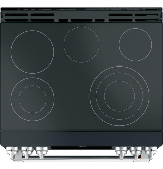 CAFE  30" Smart Slide-In, Front-Control, Radiant and Convection Range Black - CES700P3MD1