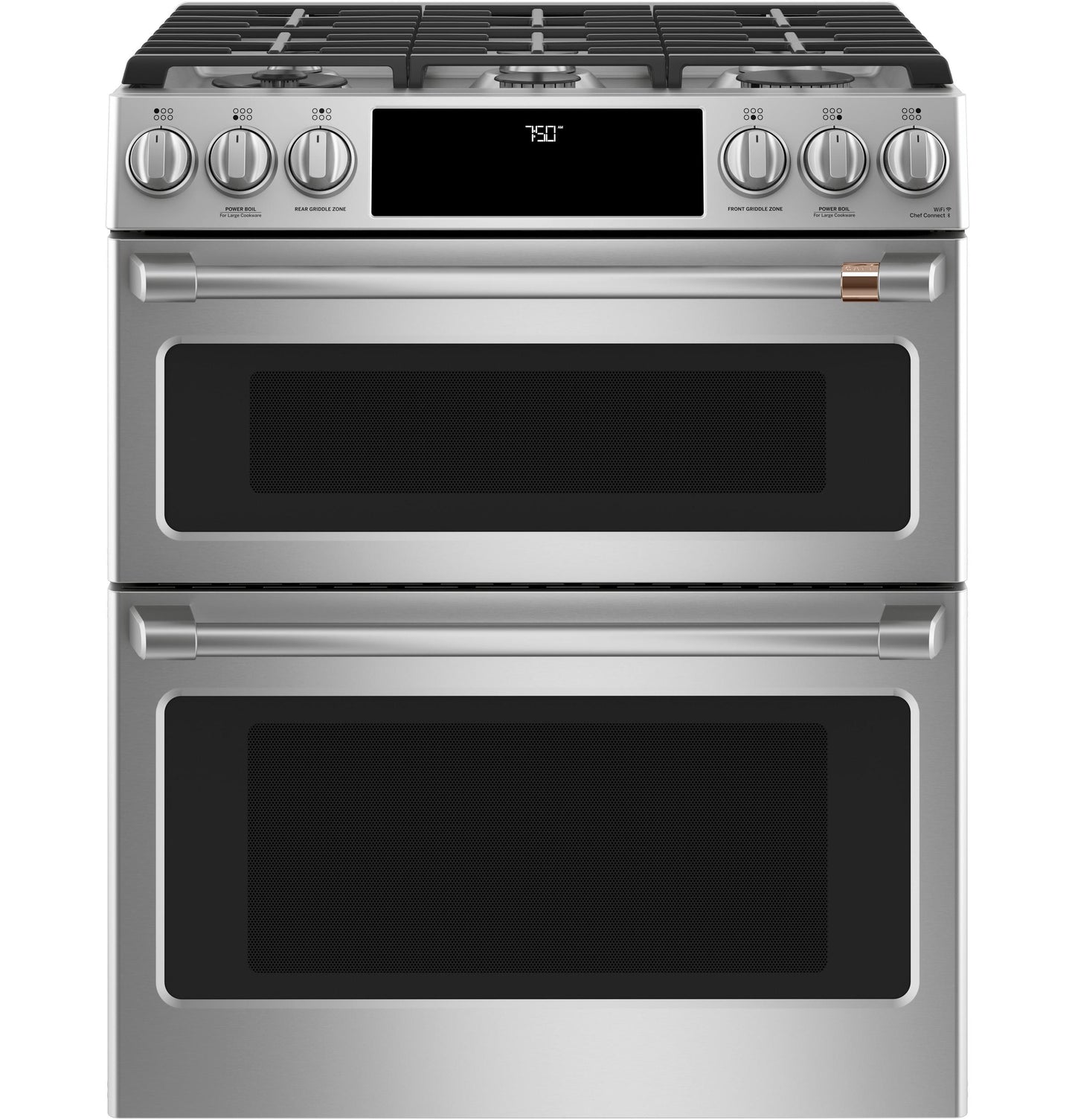 CAFE CGS750P2MS1 CAFé 30" Smart Slide-In, Front-Control, Gas Double-Oven Range with Convection in Stainless Steel - CGS750P2MS1