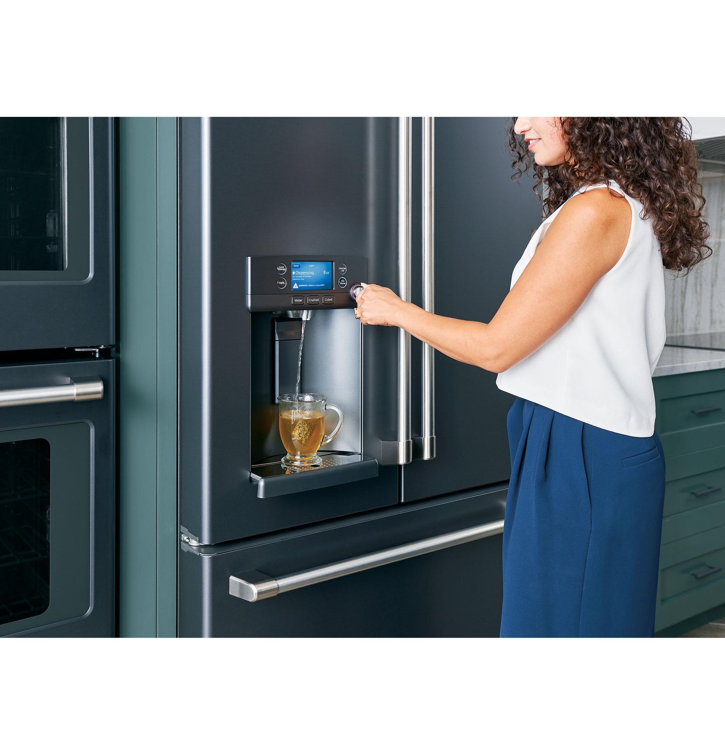 CAFE ENERGY STAR 22.1 Cu. Ft. Smart Counter-Depth French-Door Refrigerator with Hot Water Dispenser Black - CYE22TP3MD1
