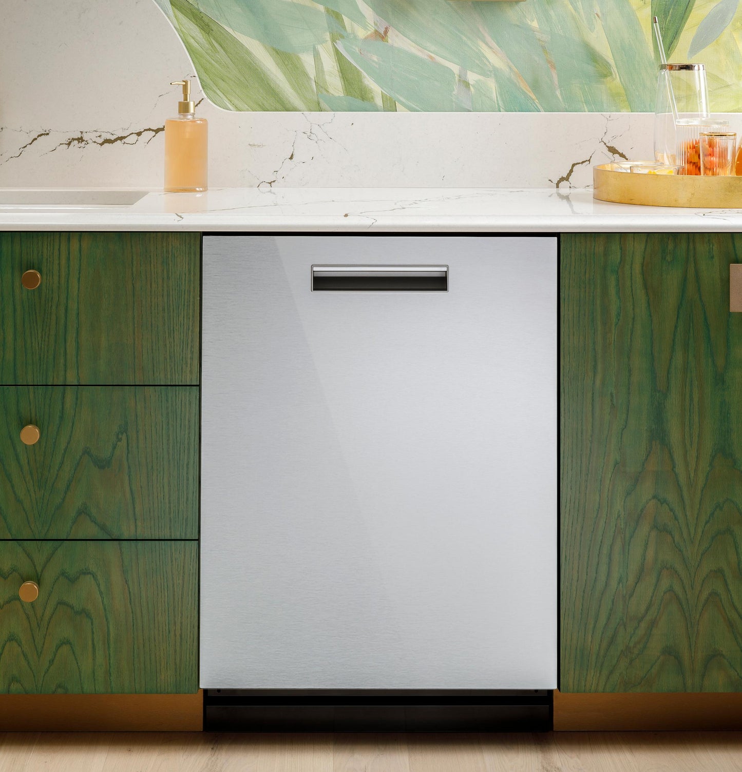 CAFE CDP888M5VS5 CAFé CustomFit ENERGY STAR Stainless Interior Smart Dishwasher with Ultra Wash Top Rack and LED Lights, 39 dBA in Platinum Glass Gray - CDP888M5VS5