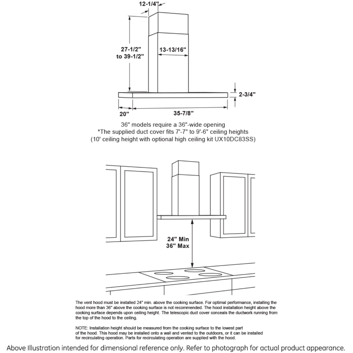 CAFE UVW8361SLSS 36" Designer Wall Mount Hood w/ Dimmable LED Lighting in Stainless Steel - UVW8361SLSS