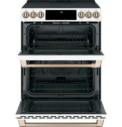 CAFE  30" Smart Slide-In, Front-Control, Radiant and Convection Double-Oven Range White - CES750P4MW2