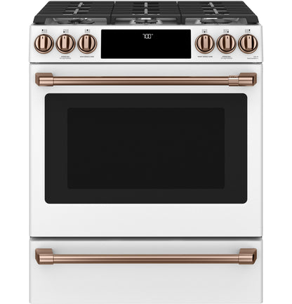 CAFE CGS700P4MW2 CAFé 30" Smart Slide-In, Front-Control, Gas Range with Convection Oven White - CGS700P4MW2