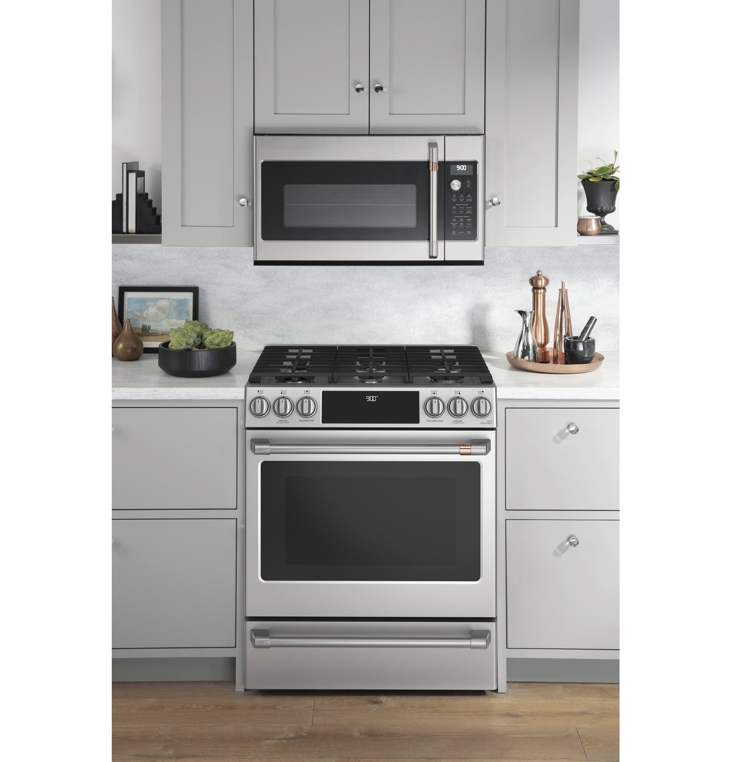 CAFE C2S900P2MS1 CAFé 30" Smart Slide-In, Front-Control, Dual-Fuel Range with Warming Drawer in Stainless Steel - C2S900P2MS1