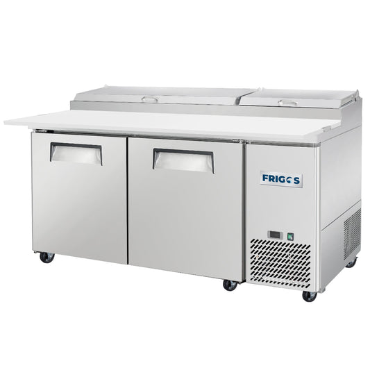 Frigos Pizza Prep Table Refrigerator 67" Width 2 Door with Aluminum Interior with 304 Stainless Steel Floor - FG-PZPT-67