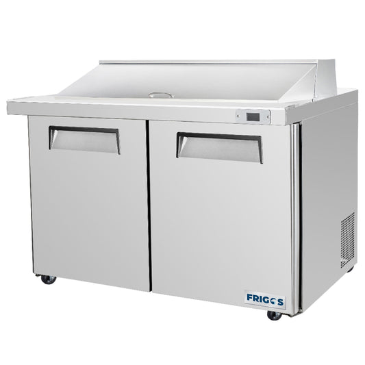 Frigos  Sandwich and Salad Prep Table Refrigerator 60" Width 2 Door FG-SWPT-60 with Aluminum Interior with 304 Stainless Steel Floor