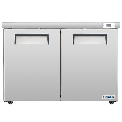 Frigos Commercial Undercounter Freezer 48" Width 2 Door with Aluminum Interior with 304 Stainless Steel Floor - FG-UCFZ-48