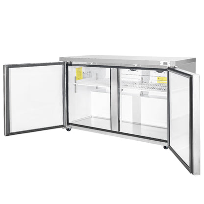Frigos Commercial Undercounter Freezer 60" Width 2 Door with Aluminum Interior with 304 Stainless Steel Floor - FG-UCFZ-60