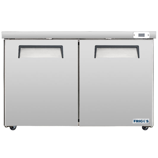 Frigos Commercial Undercounter Freezer 60" Width 2 Door with Aluminum Interior with 304 Stainless Steel Floor - FG-UCFZ-60