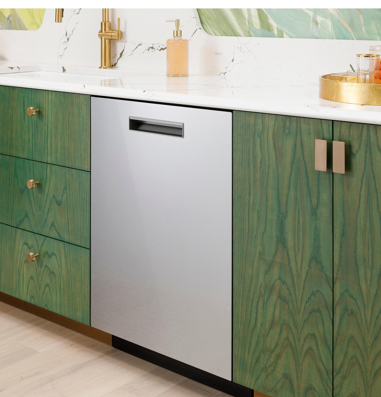 CAFE CDP888M5VS5 CAFé CustomFit ENERGY STAR Stainless Interior Smart Dishwasher with Ultra Wash Top Rack and LED Lights, 39 dBA in Platinum Glass Gray - CDP888M5VS5