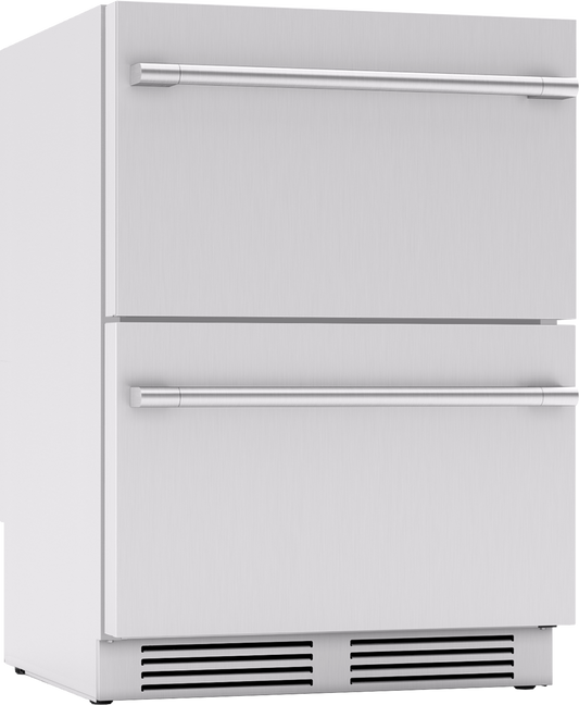 ZEPHYR Presrv Refrigerator Drawers, 24in Compact, Outdoor, SS, 2 Zone in Stainless Steel - PRRD24C2ASOD