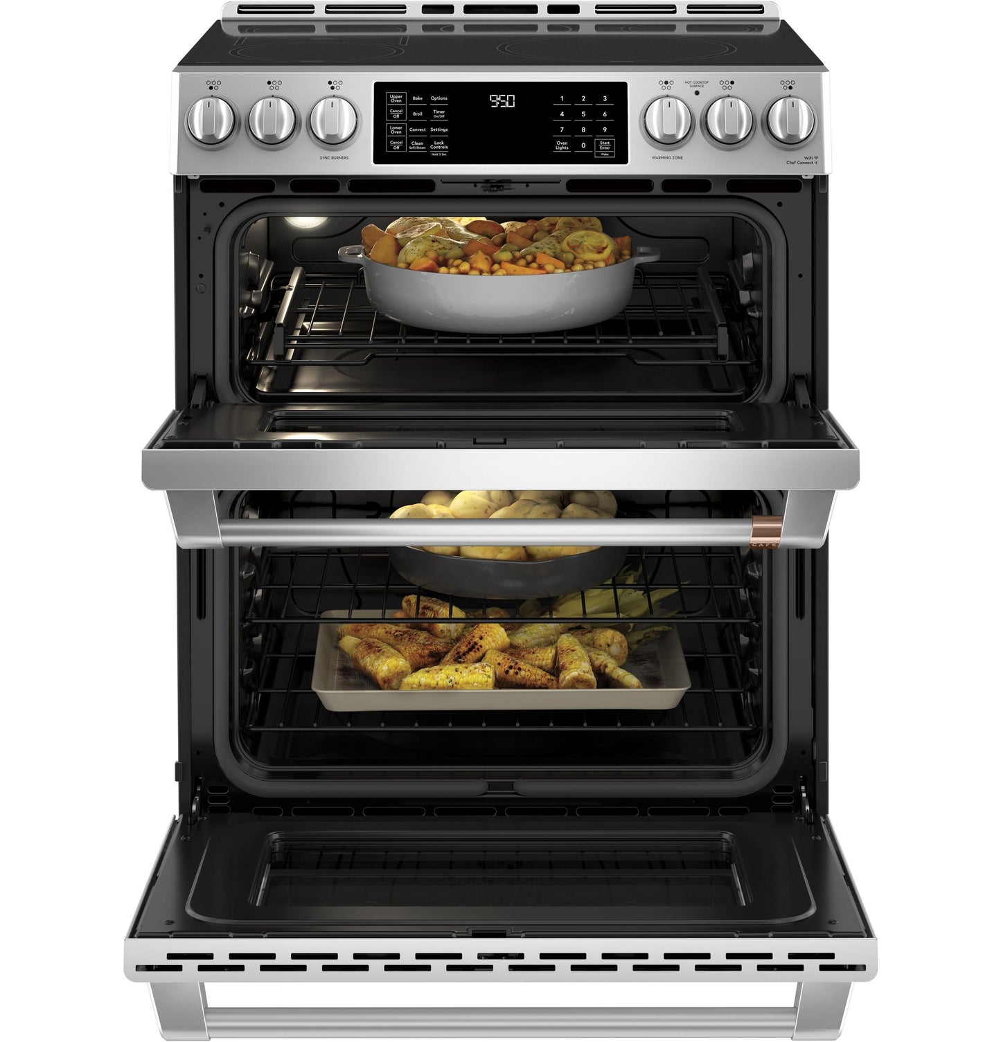CAFE CHS950P2MS1 CAFé 30" Smart Slide-In, Front-Control, Induction and Convection Double-Oven Range in Stainless Steel - CHS950P2MS1
