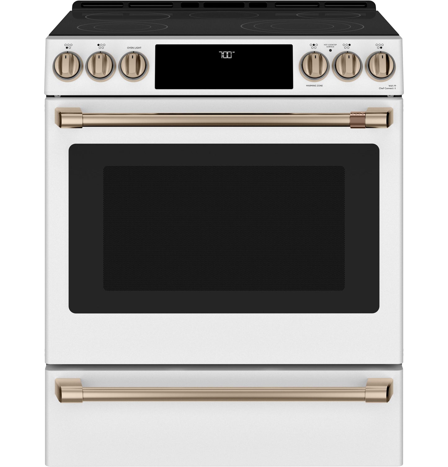 CAFE  30" Smart Slide-In, Front-Control, Radiant and Convection Range White - CES700P4MW2