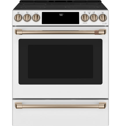 CAFE  30" Smart Slide-In, Front-Control, Radiant and Convection Range White - CES700P4MW2