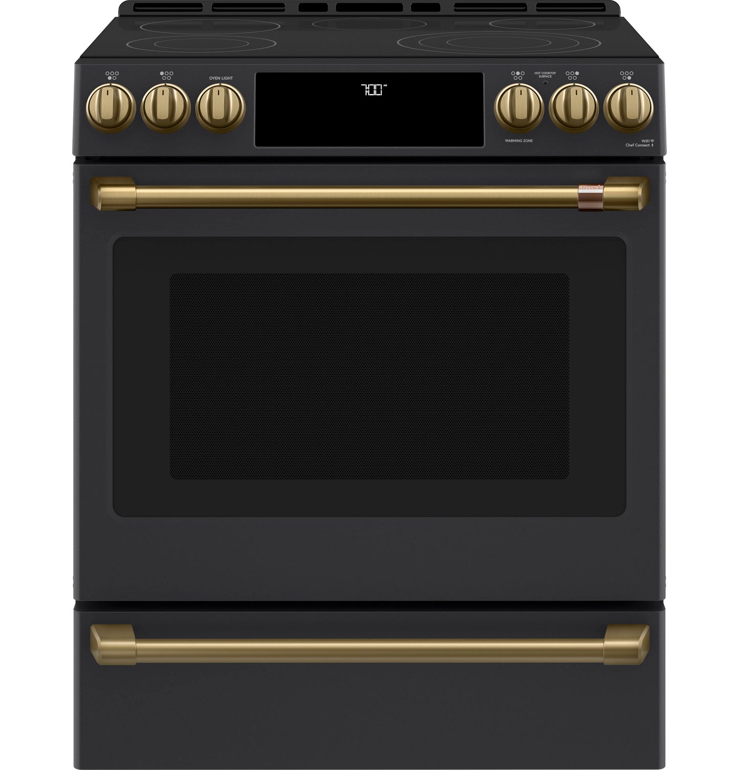 CAFE  30" Smart Slide-In, Front-Control, Radiant and Convection Range Black - CES700P3MD1