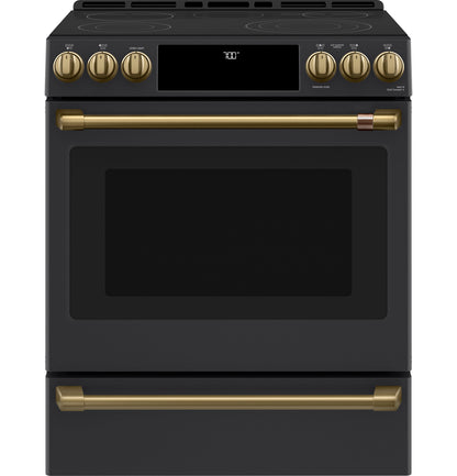 CAFE  30" Smart Slide-In, Front-Control, Radiant and Convection Range Black - CES700P3MD1
