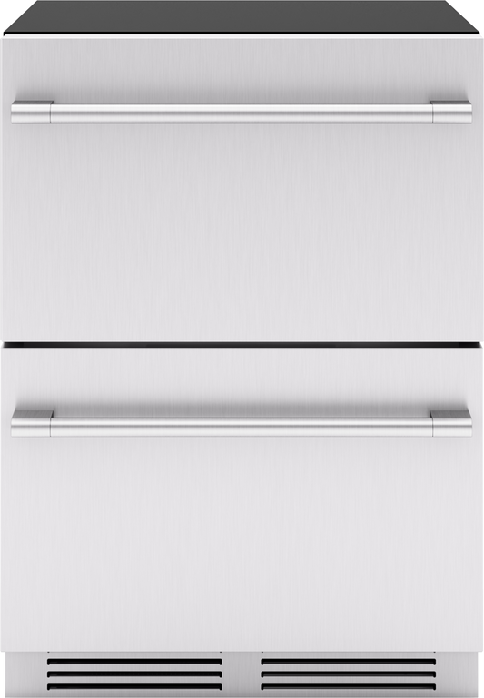 ZEPHYR Presrv Refrigerator Drawers, 24in Compact, SS, 2 Zone in Stainless Steel - PRRD24C2AS