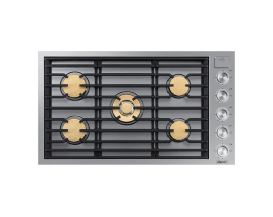 DACOR DTG36M955FS 36" Gas Cooktop, Silver in Stainless Steel, Natural Gas - DTG36M955FS