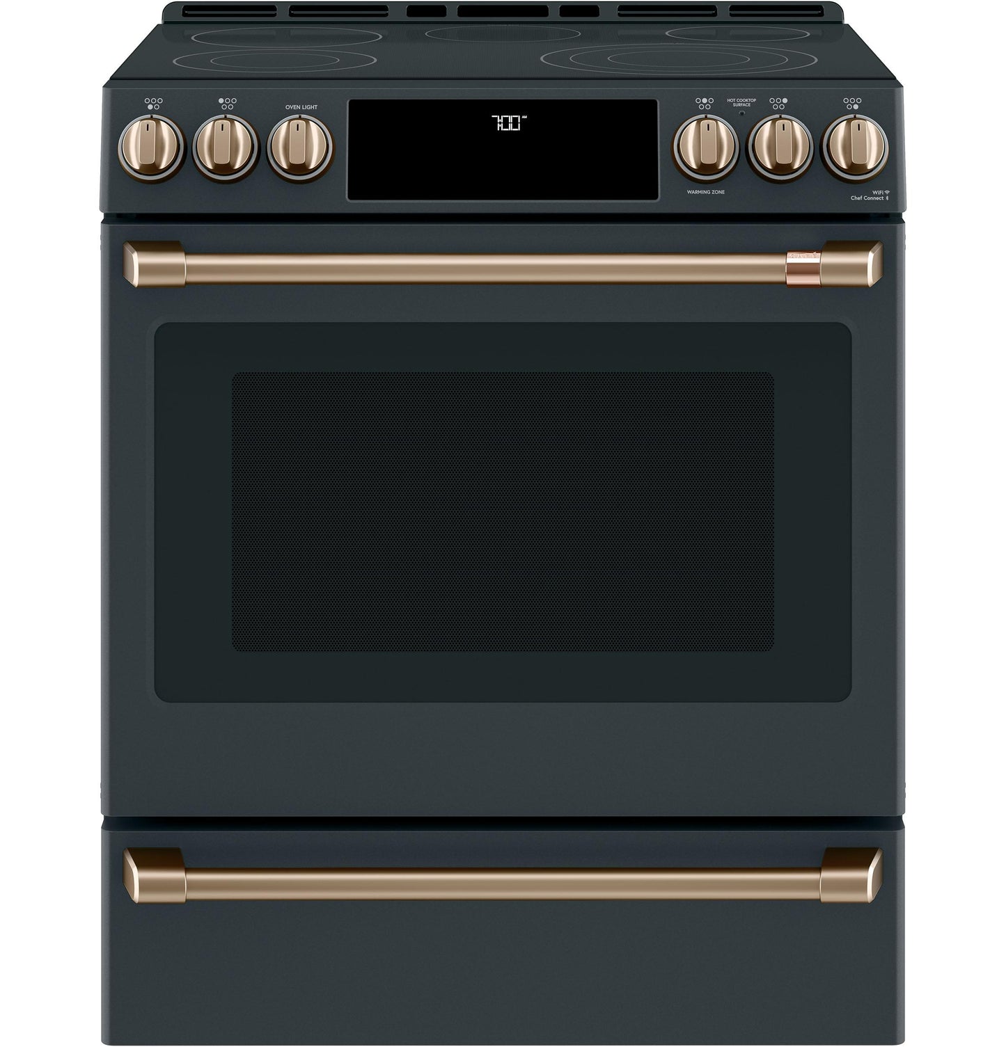 CAFE  30" Smart Slide-In, Front-Control, Radiant and Convection Range Black - CES700P3MD1