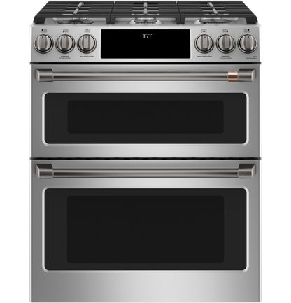 CAFE CGS750P2MS1 CAFé 30" Smart Slide-In, Front-Control, Gas Double-Oven Range with Convection in Stainless Steel - CGS750P2MS1