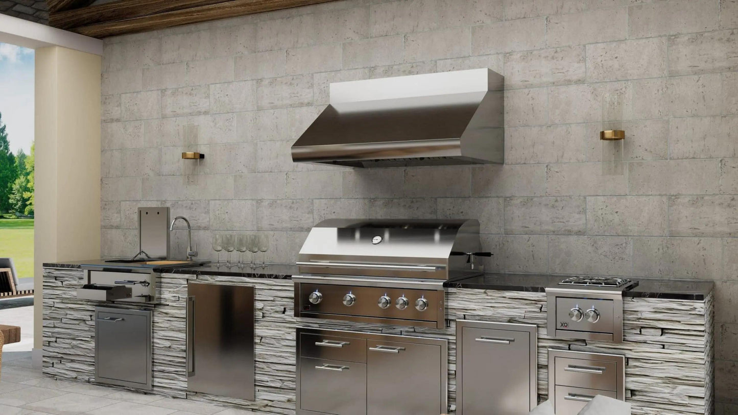 XO APPLIANCE XOGV48S Outdoor hood, 48"W, 33"D, 18"T, 1200CFM, LEDs, pro baffle filters in Stainless Steel - XOGV48S