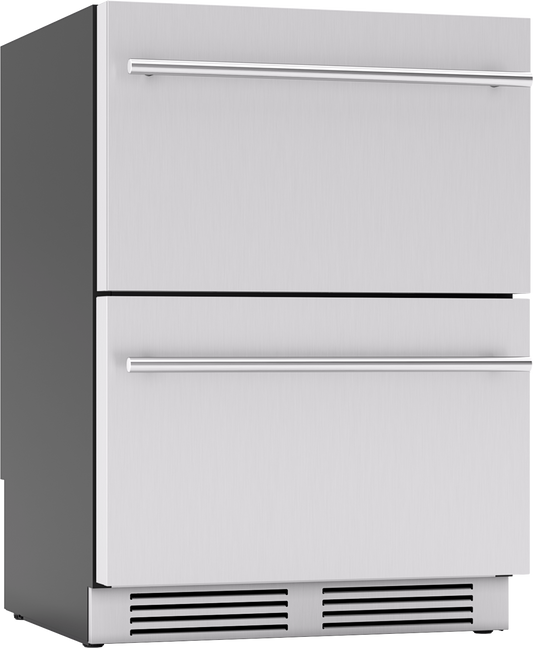 ZEPHYR Presrv Refrigerator Drawers, 24in Compact, SS, 1 Zone in Stainless Steel - PRRD24C1AS